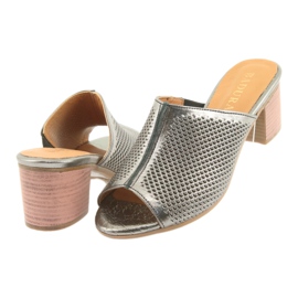 Badura Women's OpenWork Leather Caps 5311 Silver grå 4