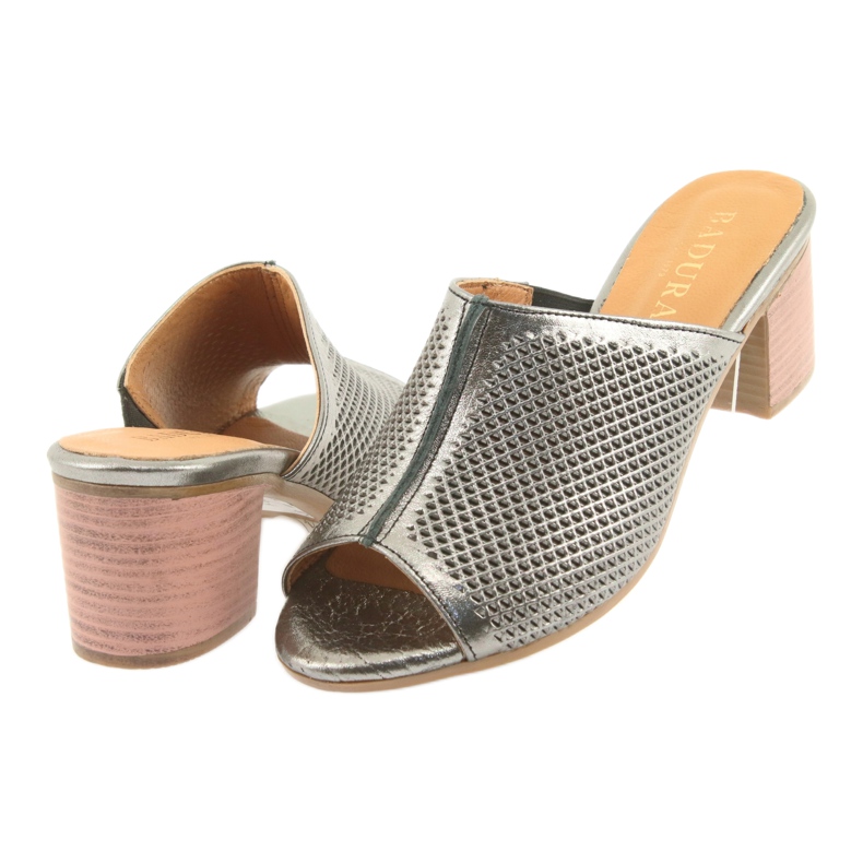 Badura Women's OpenWork Leather Caps 5311 Silver grå 4