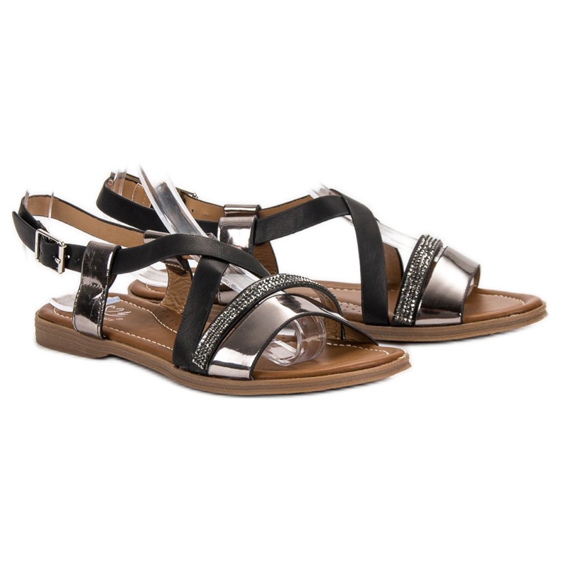 Small Swan Sandaler Med Kristaller svart 1