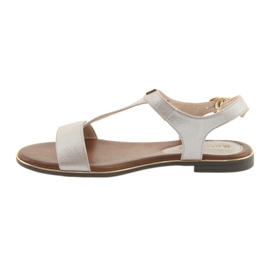 M.Daszyński Sandaler platt häl Daszyński 1583 pärlbeige brun grå 2