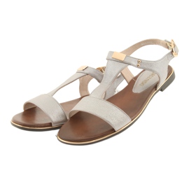 M.Daszyński Sandaler platt häl Daszyński 1583 pärlbeige brun grå 3