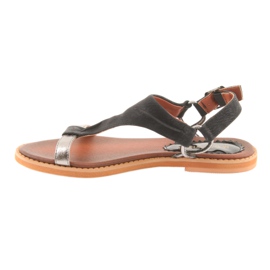 M.Daszyński Sandaler platt klack Daszyński silver-svart grå 2