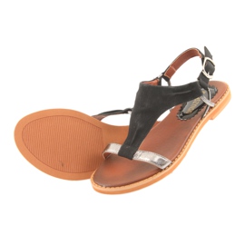 M.Daszyński Sandaler platt klack Daszyński silver-svart grå 4