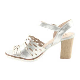 M.Daszyński Silver sandaler Daszyński 1846 stolpe grå 2