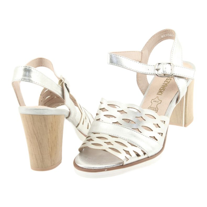 M.Daszyński Silver sandaler Daszyński 1846 stolpe grå 4