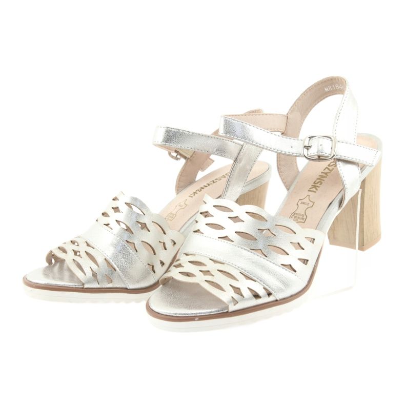 M.Daszyński Silver sandaler Daszyński 1846 stolpe grå 3