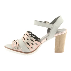 M.Daszyński Daszyński Openwork Sandals på Gray/Pink Post 1846 grå 2