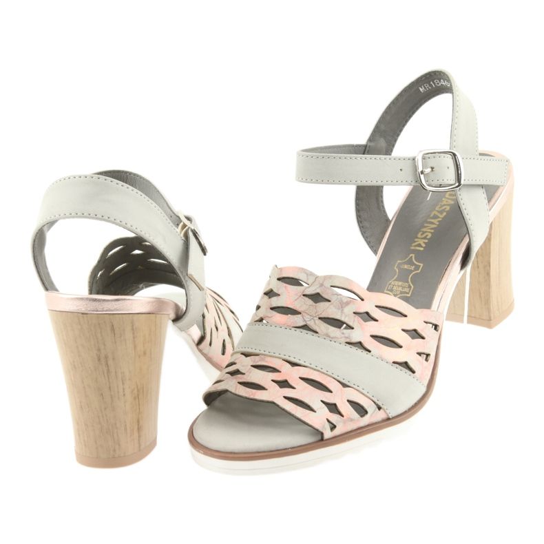 M.Daszyński Daszyński Openwork Sandals på Gray/Pink Post 1846 grå 4
