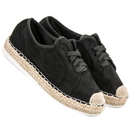 Ideal Shoes Snörad Espadrilles svart 1