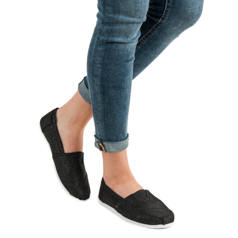 SHELOVET Glitter Slip On Sneakers svart 2