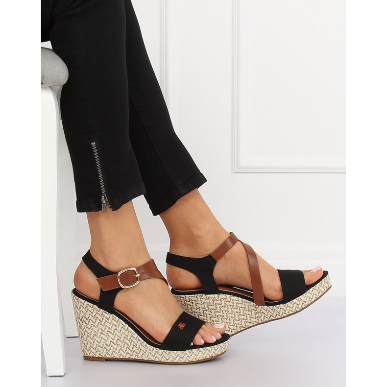 Svarta BL-360 Svarta kile sandaler 1