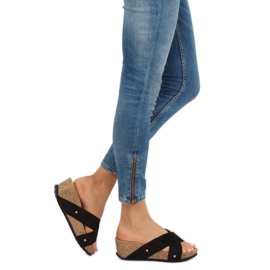 Svarta G1560 Svarta kil tofflor 1