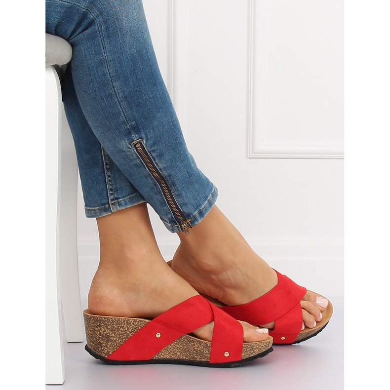 Röda G1560 Röda kil tofflor 1