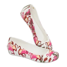 Meliski med vita flamingos CK85 Vit violett mångfärgad 2