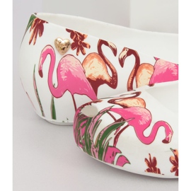 Meliski med vita flamingos CK85 Vit purpur mångfärgad 1
