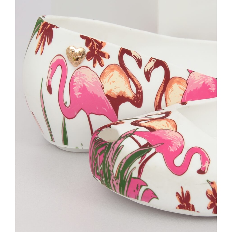 Meliski med vita flamingos CK85 Vit purpur mångfärgad 1