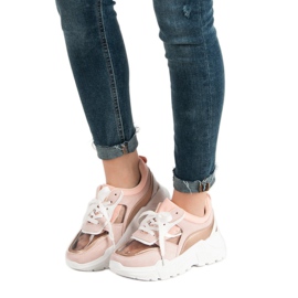 SHELOVET Transparenta sneakers på plattformen rosa 1