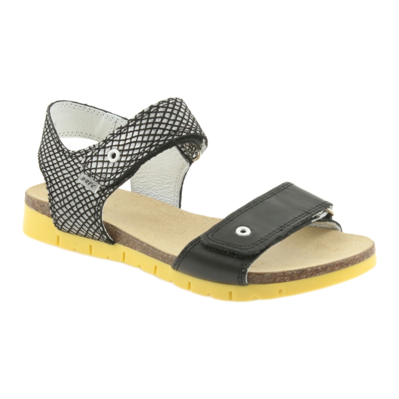 Bartek Girls 'Leather Sandals 59183 Svart med mönster 1