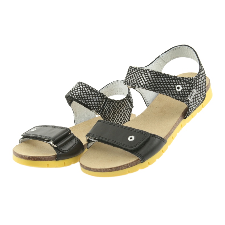 Bartek Girls 'Leather Sandals 59183 Svart med mönster 3