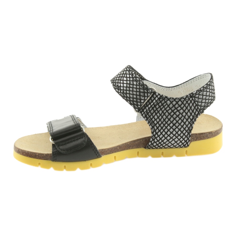Bartek Girls 'Leather Sandals 59183 Svart med mönster 2