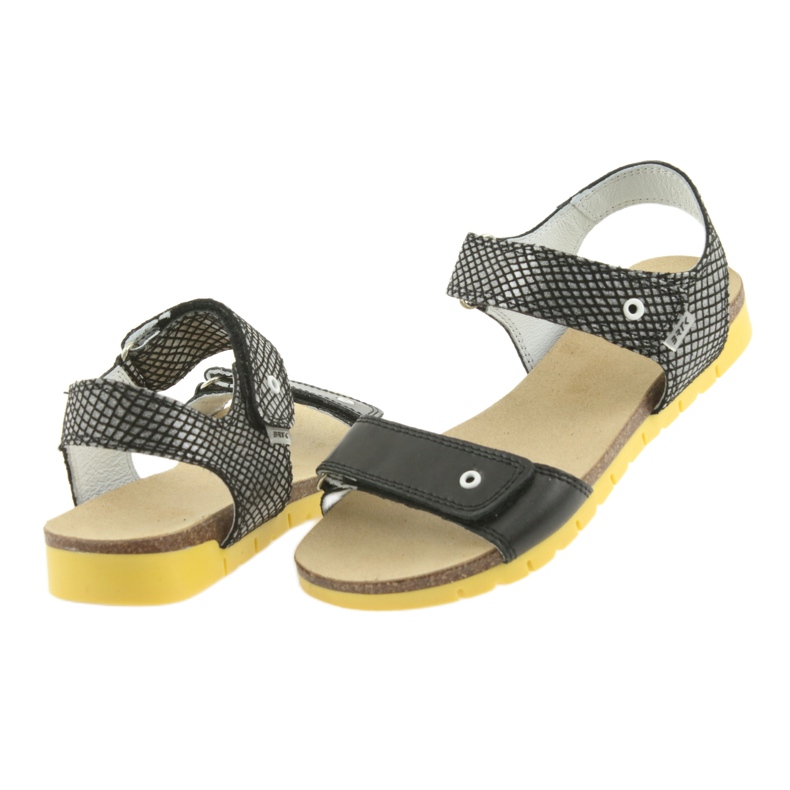 Bartek Girls 'Leather Sandals 59183 Svart med mönster 4