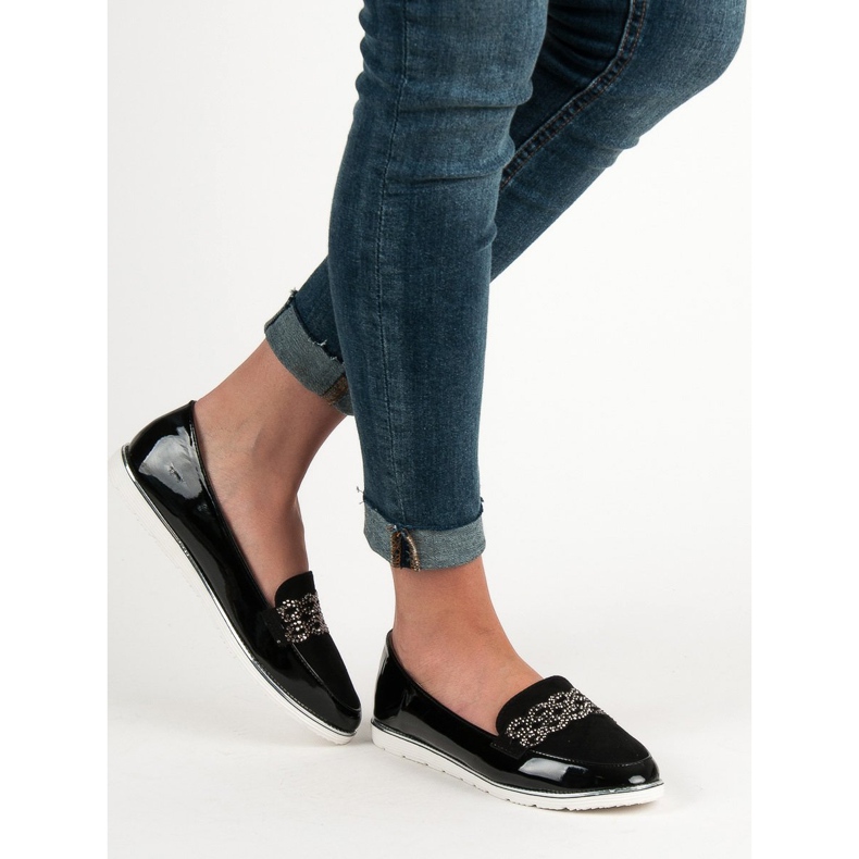 SHELOVET Lackerade loafers svart 1