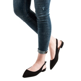 SHELOVET Trendiga ballerinor i mocka svart 1