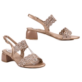 Kylie Snygga högklackade sandaler gyllene 1