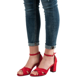 Best Shoes Röda mockasandaler 1