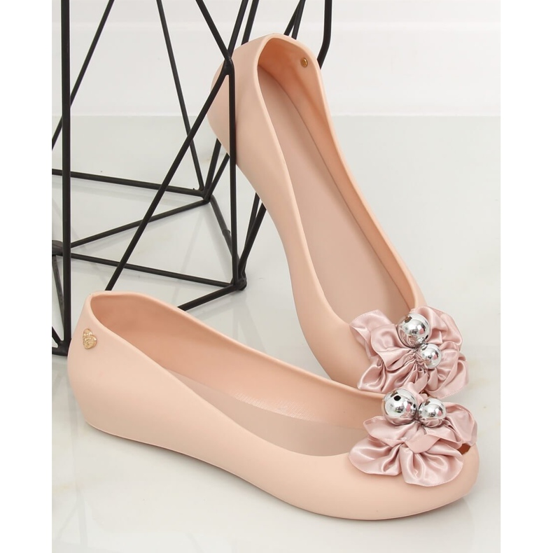 Ballerinas meliski med rosett CK-86P Beige rosa 2