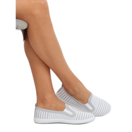 Grå XJ-2909 Grå slipon-sneakers vit 1