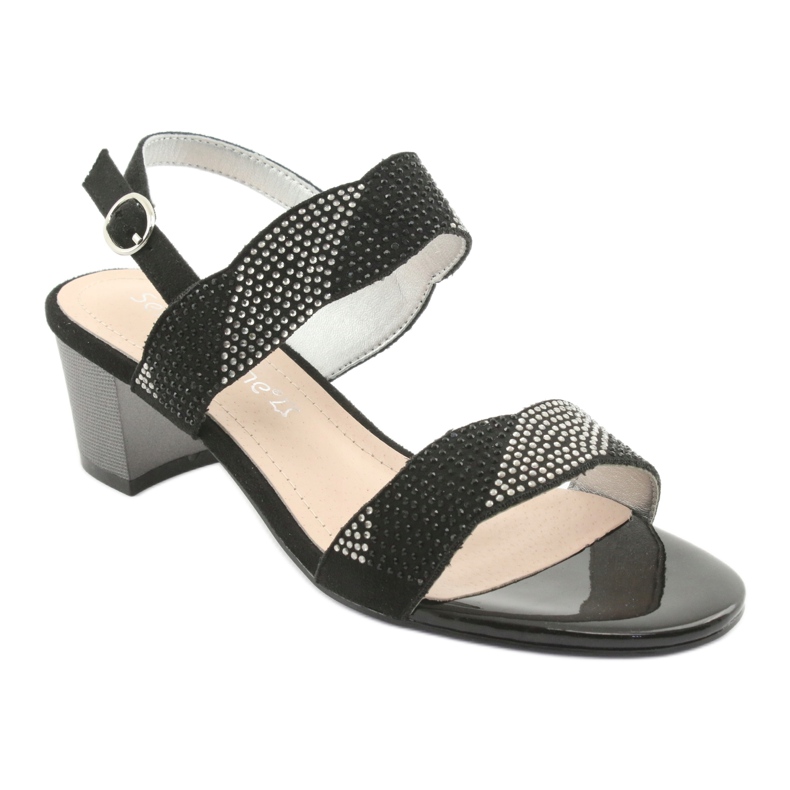 Sergio Leone Sandaler på SK795 Post Black With Zircons svart 1