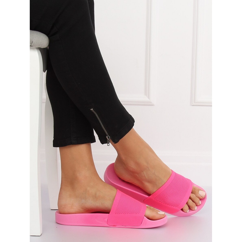 Tofflor med stickat rosa bälte PT-110 Fuchsia 1