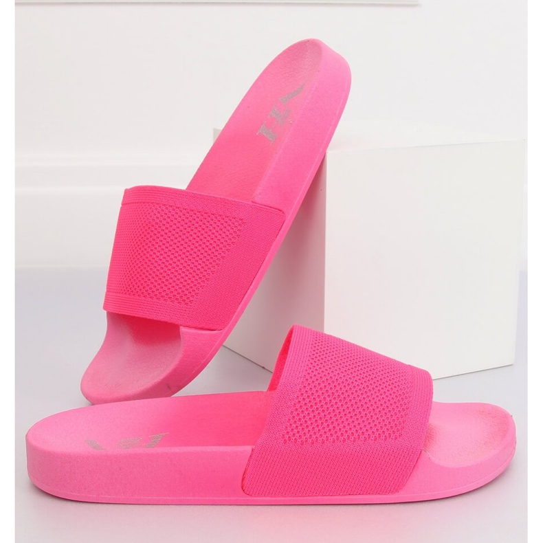 Tofflor med stickat rosa bälte PT-110 Fuchsia 2