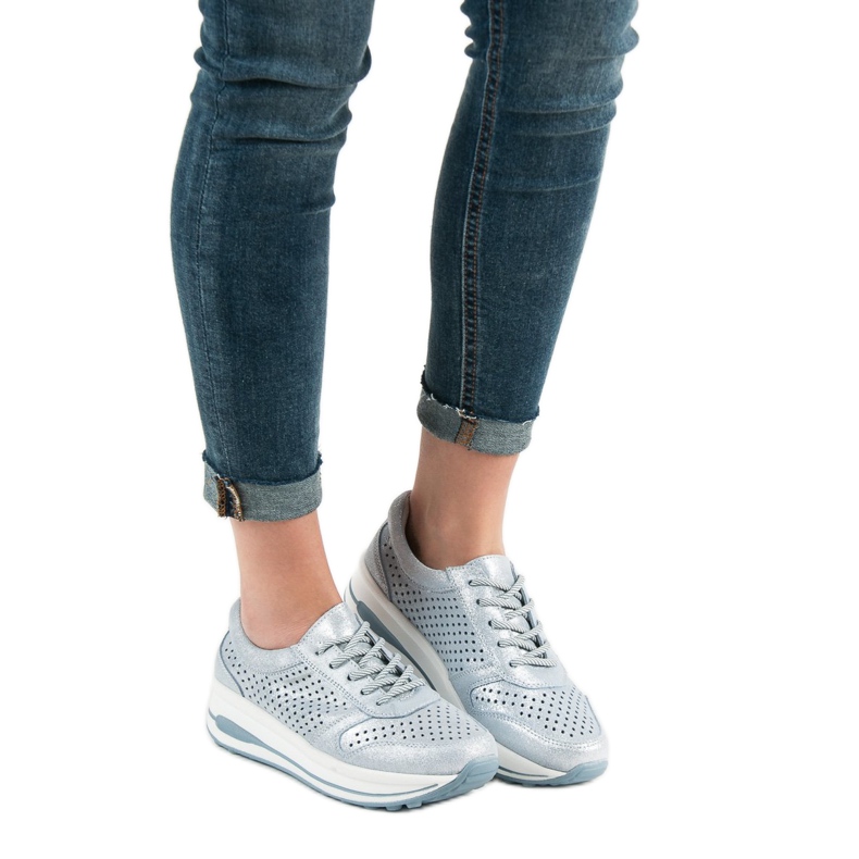 Filippo Läderbrokadskor blå 2