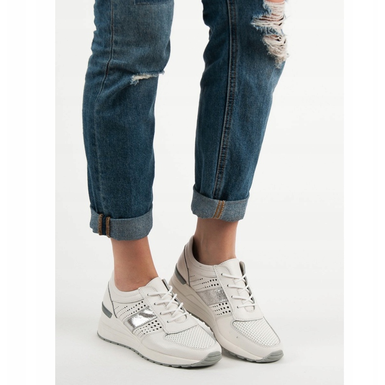 Filippo Wedge Sneakers i läder vit 2