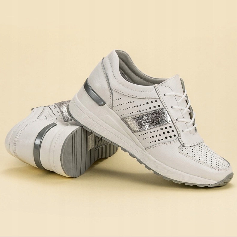 Filippo Wedge Sneakers i läder vit 1