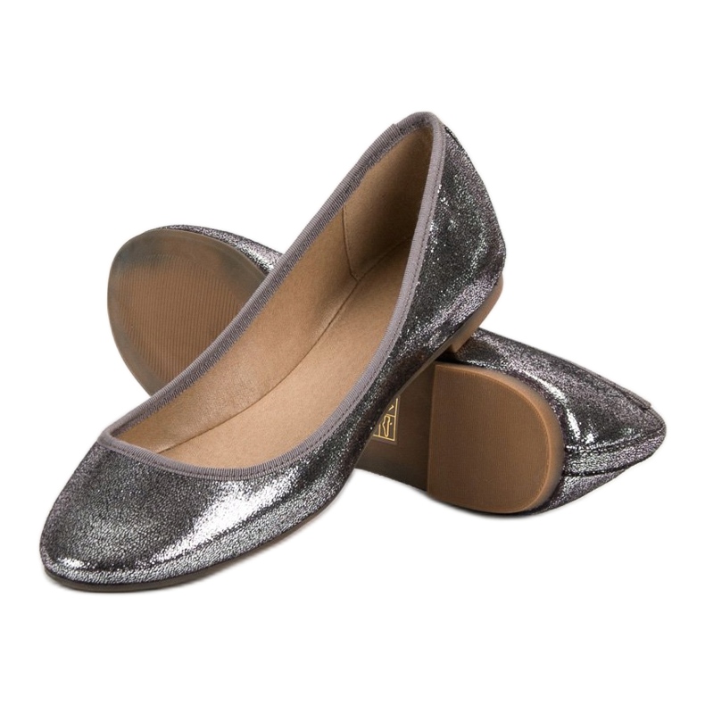SHELOVET Glänsande ballerinor grå 1