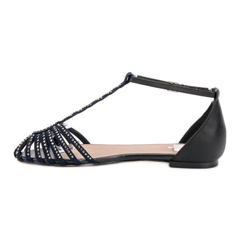 SHELOVET Trendiga sandaler med cubic zirconia svart blå 2