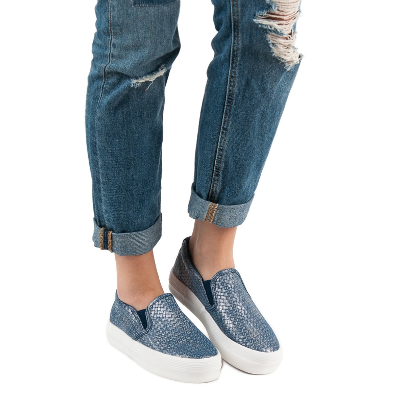 SHELOVET Blue Slip On Sneakers blå 1
