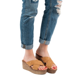 SHELOVET Camel Wedge Sandaler brun 2