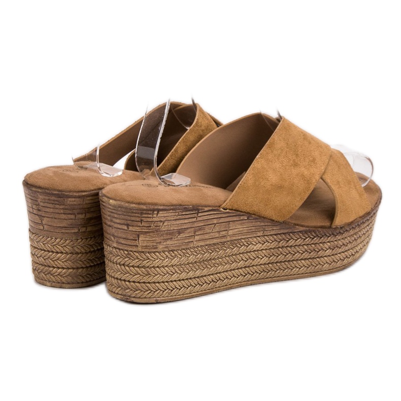 SHELOVET Camel Wedge Sandaler brun 1