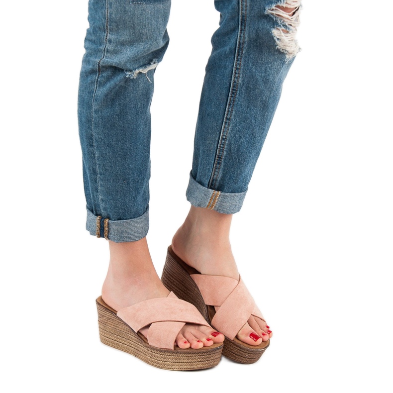 SHELOVET Powder Wedge Tofflor rosa 2