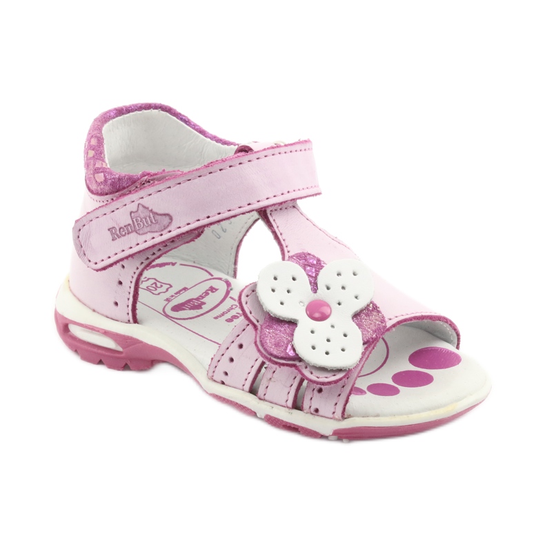 Rosa sandaler med blommor Ren But 1406 vit 2