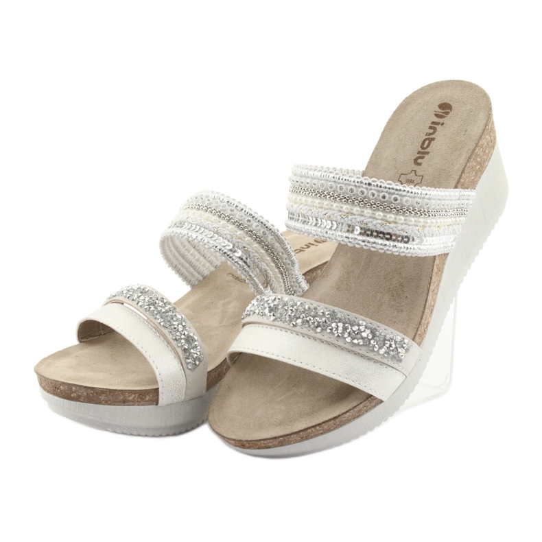 INBLU EN010 silver tofflor vit grå 3