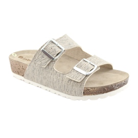 Dam beige Inblu NM013 tofflor med silverpartiklar brun grå 1