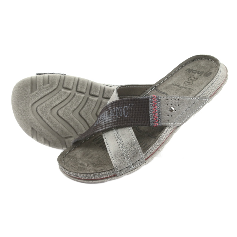 Grå Inblu GG009 grå tofflor för män svart 4