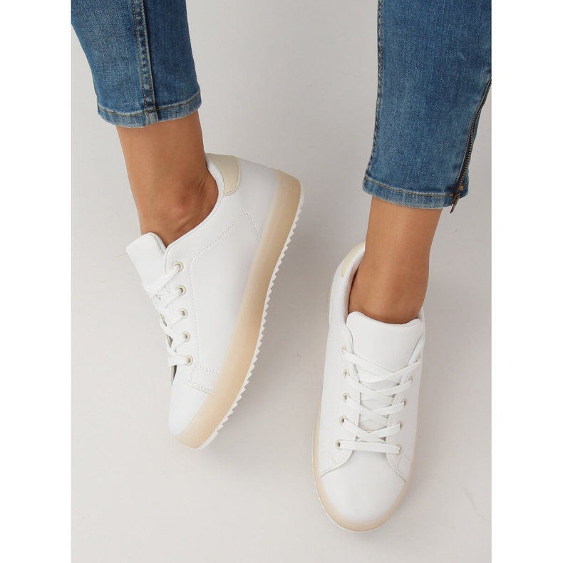 Kvinnors vita och beige sneakers 9118 Beige brun 2