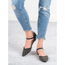 Primavera Fästade ballerinor med cubic zirconia svart 2