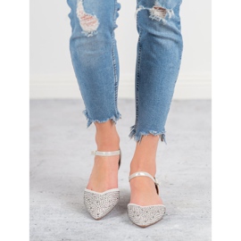 Primavera Fästade ballerinor med cubic zirconia grå 1